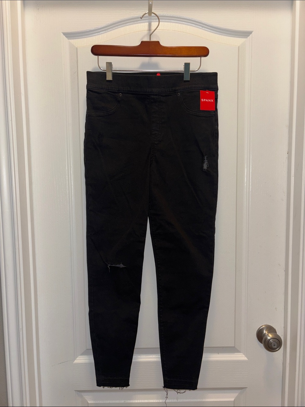 SPANX Distressed Denim Vintage Black Leggings NWT Women’s Size L